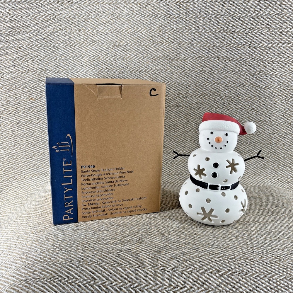 Partylite Santa Snow Snowman Tealight Holder Holiday Christmas